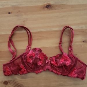 Red Embroidered Lise Charmel Underwire Bra
